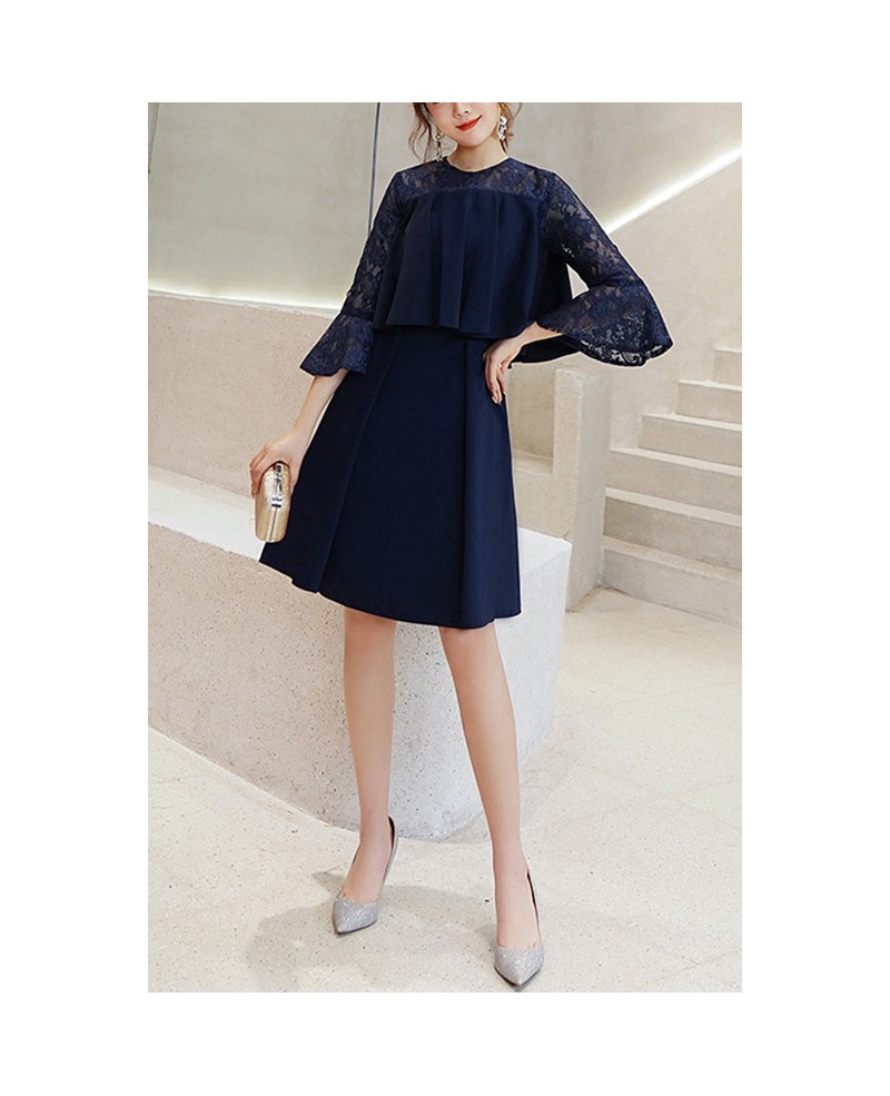 Casual Aline Summer Wedding Guest Dress With Lace Long Sleeves #J1572