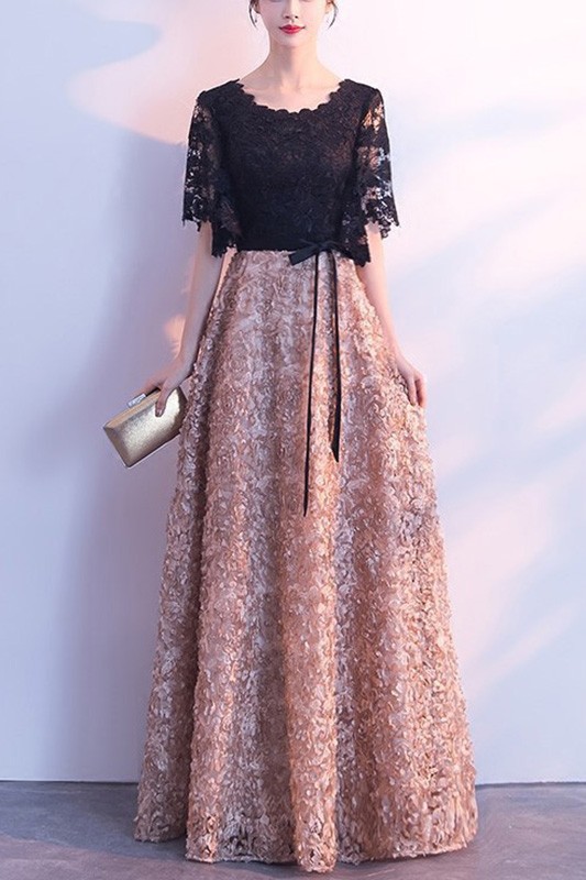 Modest Fall Formal Wedding Guest Dress With Sash Sleeves #J1578 ...