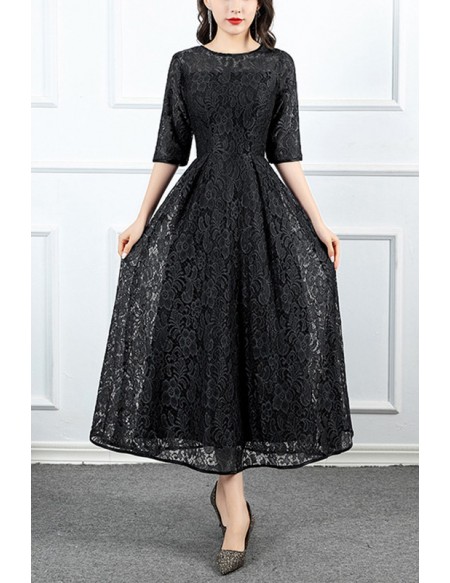 Modest Half Sleeved Aline Tea Length Fall Wedding Guest Dress #J1549 ...