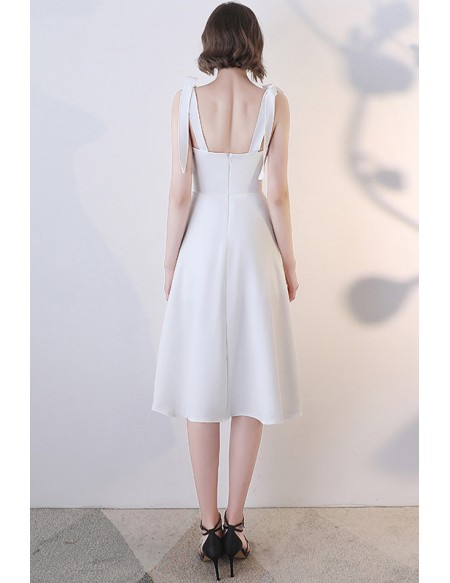 Little White Simple Graduation Hoco Dress With Straps