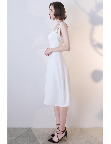 Little White Simple Graduation Hoco Dress With Straps