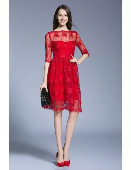 knee length red cocktail dress