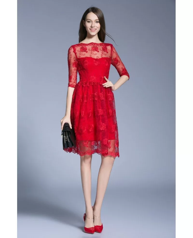 ZHXH Womens Midi Dress Slimming Full Lace Party Cocktail Dress