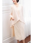 Natural Waist Lace Wedding Guest Dress Outfit With Jacket