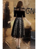 Elegant Black Lace Hoco Dress Knee Length Party Dress