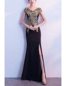 Slim Long Sexy Split Front Formal Dress With Embroidery
