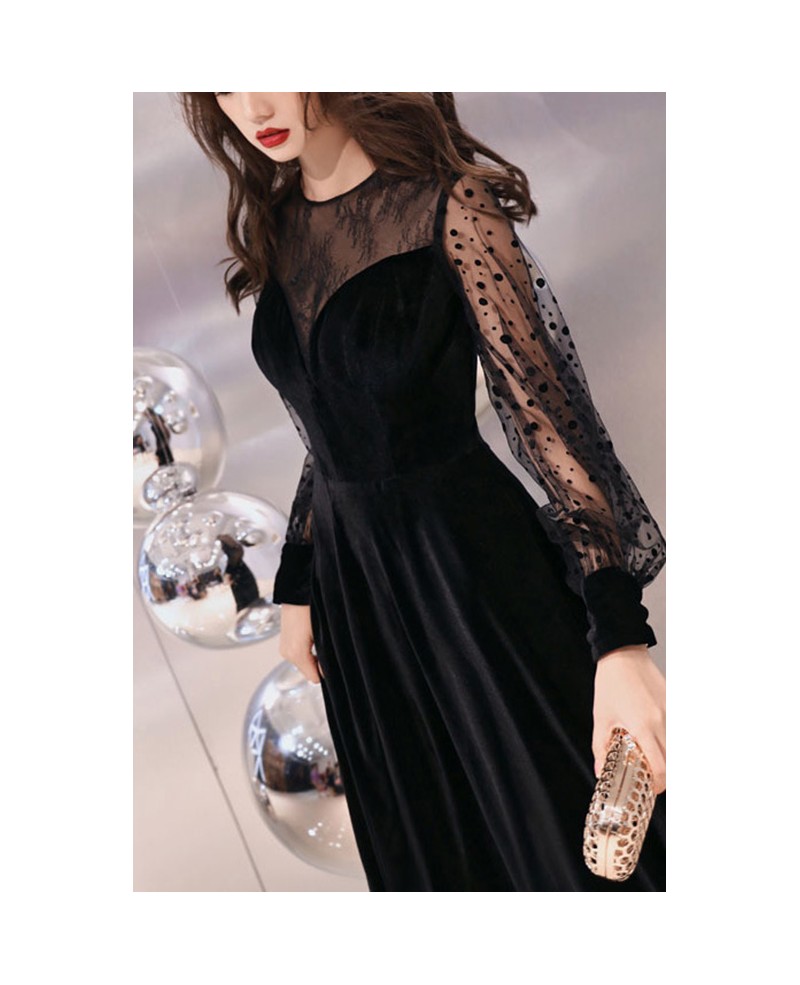 black velvet dress long sleeve