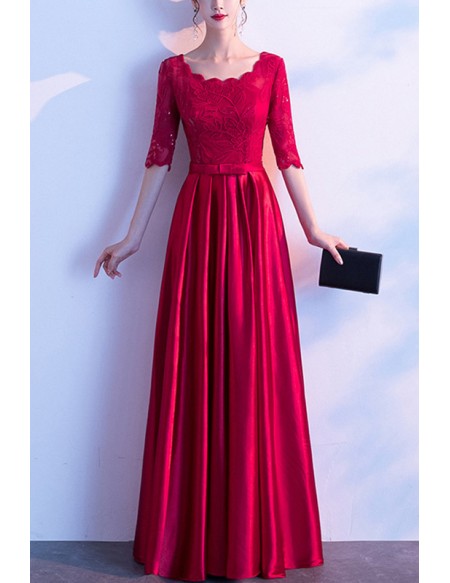 Elegant Fall Long Formal Wedding Guest Dress With Sleeves
