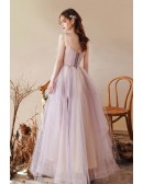 Sweety Light Purple Long Flouncing Prom Dress With Pleated Bodice