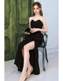 Simple Black Madi Formal Dress With Slit In Front