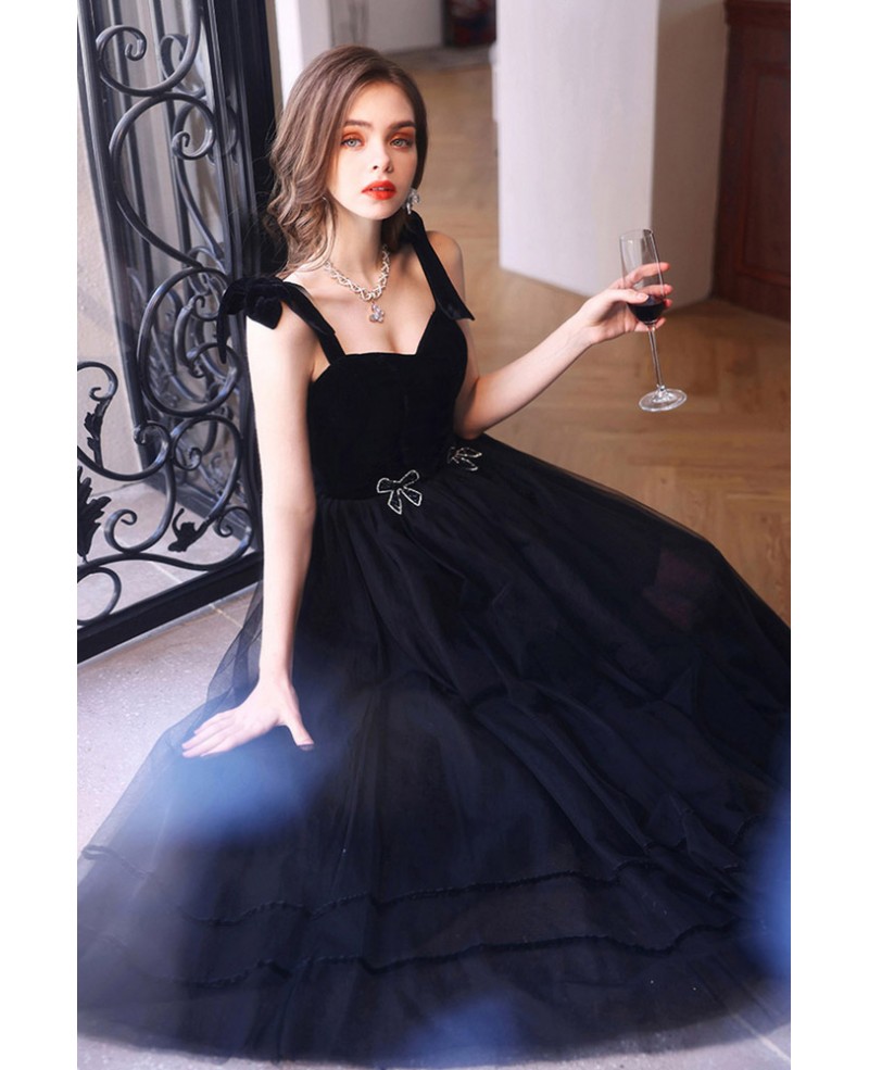 Full sleeve black velvet flower girl dress – La Novale Atelier