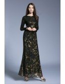 Chic Sheath Sequined Evening Dresses With Long Sleeves