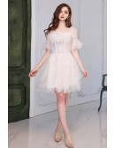 Off Shoulder Fluffy Feather Sequin Short Homecoming Dress