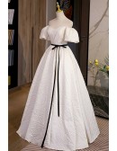 Champagne Long Formal Ballgown Prom Dress With Sash