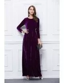 Luxurious Velvet Evening Dress With Long Sleeves