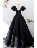Exotic Ballgown Long Black Prom Dress Square Neck With Sleeves