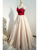 Pleated Red With Bling Ballgown Formal Party Dress Strapless