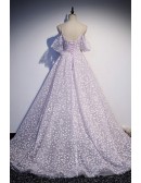 Purple Fairytale Lovely Floral Prom Dress Vneck With Straps