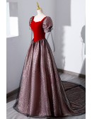 Special Square Neck Princess Ballgown Prom Dress With Bubble Sleeves