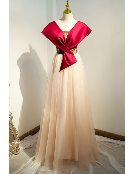Elegant Aline Tulle Long Formal Dress For Parties