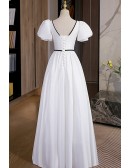 Retro Square Neckline White Formal Dress For Parties