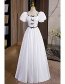 Retro Square Neckline White Formal Dress For Parties