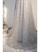 Sparkly Sequined Aline Long Party Prom Dress With Spaghetti Straps
