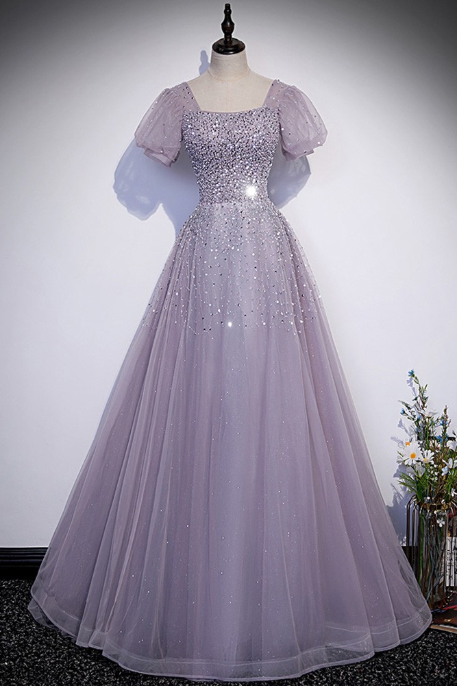 Purple prom dresses with on sale sleeves