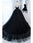 Formal Long Black Strapless Ballgown Formal Prom Dress With Train