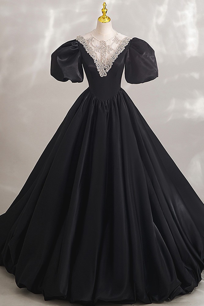 Black Formal Ballgown Unique Prom Dress With Jeweled Neckline #MX17002 ...