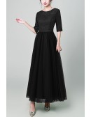 Modest Green Aline Tulle Ankle Length Party Dress For Guests