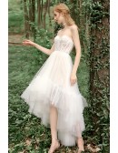 Fun Tulle Sweetheart High Low Wedding Dress with Corset Top