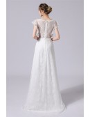 Elegant Embroidered Lace Vneck Long Wedding Dress Simple Country Weddings with Cap Sleeves