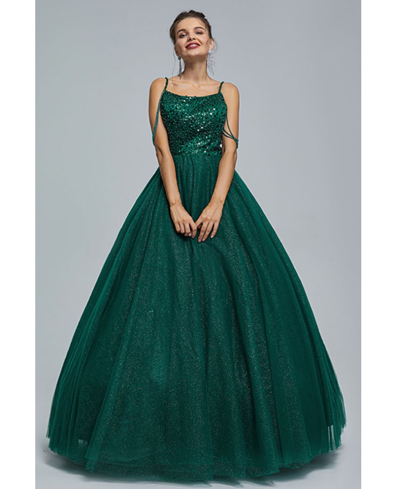 Green Satin Long Prom Dresses, Tulle Green Formal Evening Dresses – dresstby