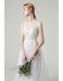 Gorgeous Unique Lace Long Tulle Boho Wedding Dress For Country Weddings