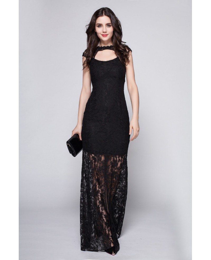 Trendy Lace Tulle Black Long Evening Dress Affordable #CK357 $80.3 ...