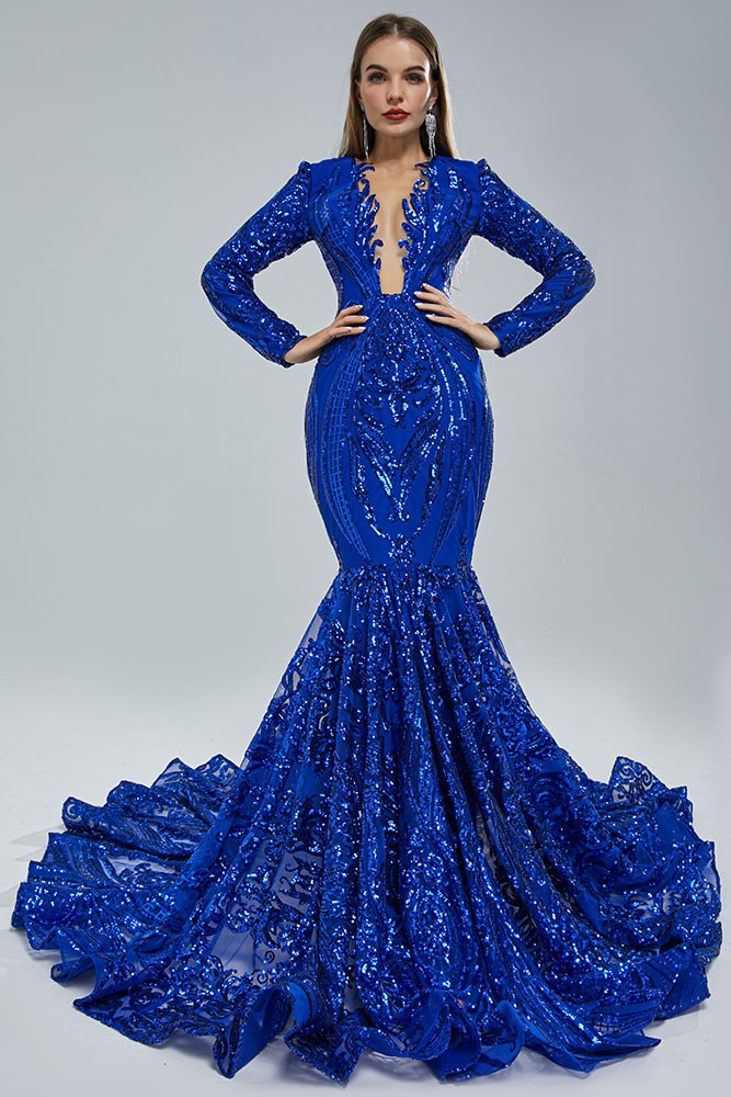 navy blue long sleeve formal dress Navy Blue Square Neck Long Sleeves Sparkly Satin Evening Dress – TANYA  BRIDAL