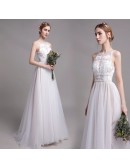 Unique Beaded Lace Long Halter Tulle Wedding Dress Sleeveless with Beadings