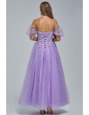 Elegant A Line Sequin Lilac Maxi Prom Dress with Square Neck