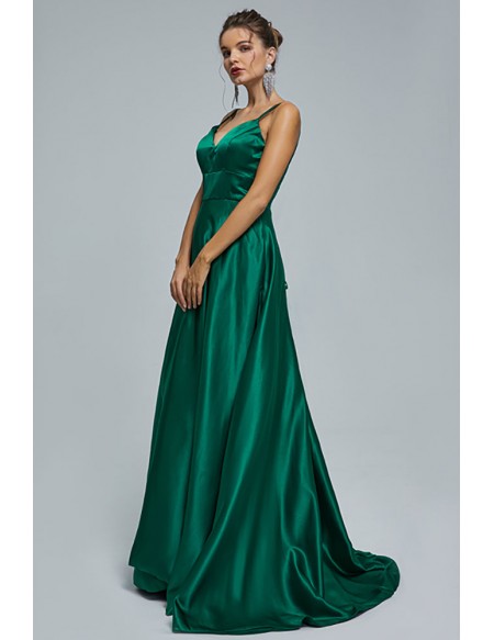Dark Green Long Formal Sweetheart Neck Evening Dress with Split Front # ...