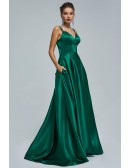 Dark Green Long Formal Sweetheart Neck Evening Dress with Split Front
