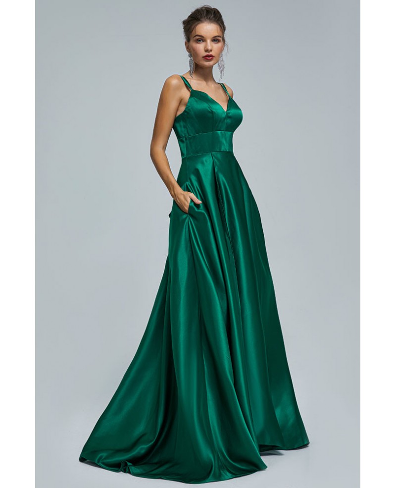 Dark Green Long Formal Sweetheart Neck Evening Dress with Split Front # ...