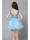 Sexy Tulle Blue Sequined Cocktail Party Dresses