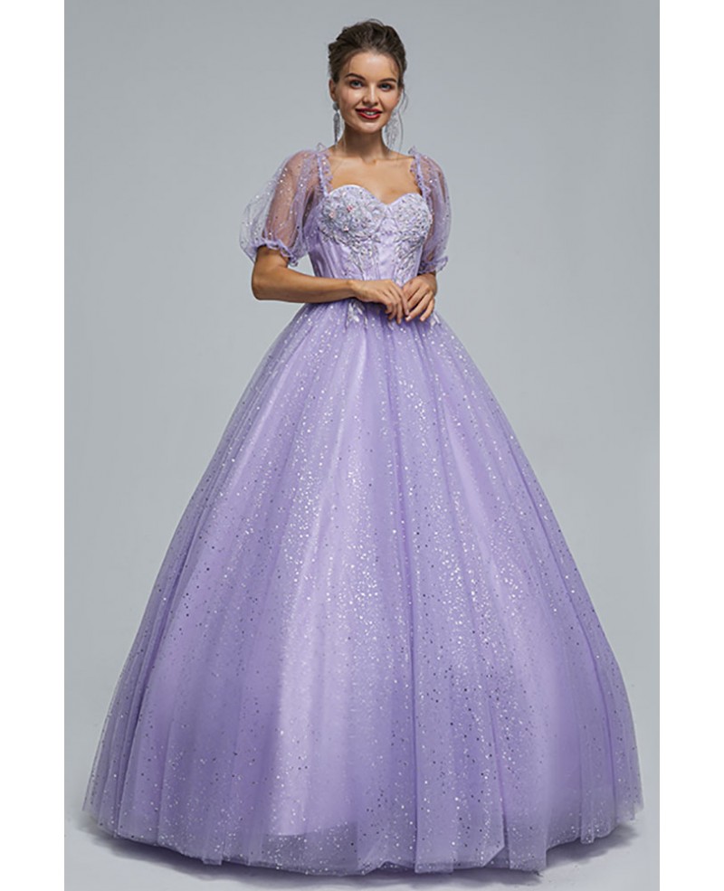 Lavender Corset Back Tulle Ball Gown,A-line Prom Dress Y4580 –  Simplepromdress