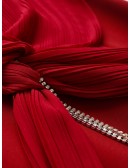 Classy Red Knee Length Party Dress with Crystal Blings