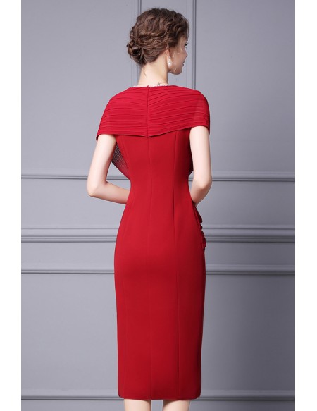 Classy Red Knee Length Party Dress with Crystal Blings