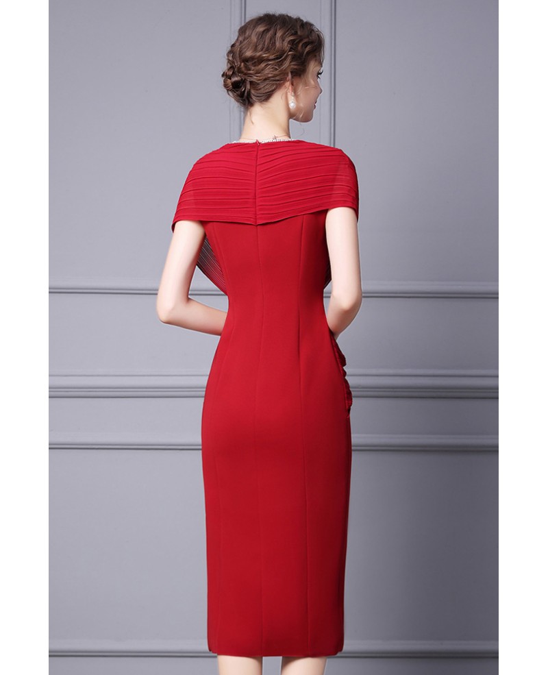 Classy Red Knee Length Party Dress with Crystal Blings #ZT007 ...