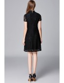 L-5XL Special Little Black Lace Dress with Collar