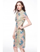 L-5XL Fitted Embroidered Short Party Dress with Short Sleeves