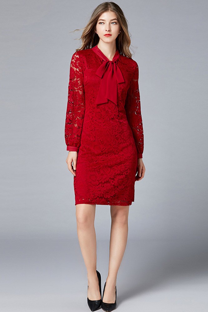 Lux - Elegant Short Sleeve Dress with Waist Ties